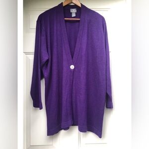 VTG 90s Cardigan Sweater Purple Soft Acrylic Knit Tapered XL Retro Grandmacore